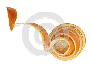 orange peel spiral isolated on white background top view