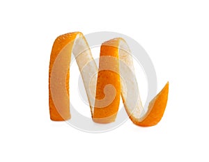 orange peel, spiral of orange rind isolated