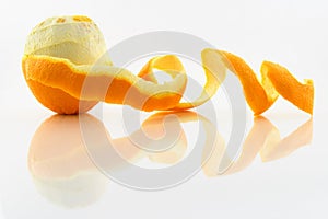 Orange with peeled skin