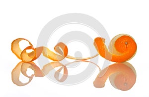 Orange with peeled spiral skin