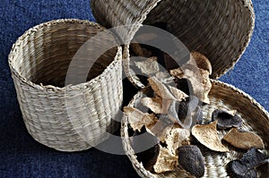 Orange peels in small baskets