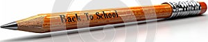 Orange Pencil with 'Back to School' Engraving on a Bright Background