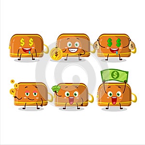 Orange pencil case cartoon character with cute emoticon bring money
