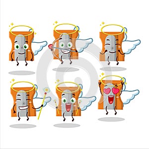 Orange pencil sharpener cartoon designs as a cute angel character