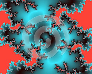 Orange phosphorescent fractal flower texture, abstract background