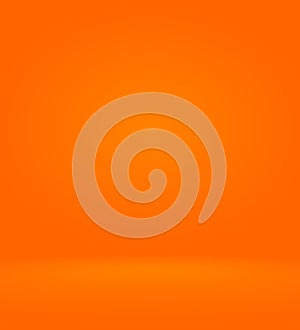 Orange photographic studio background vertical with soft vignette. Soft gradient background. Painted canvas studio