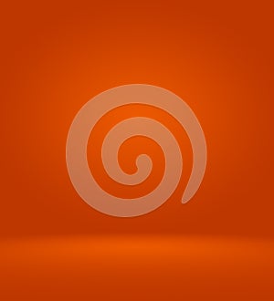 Orange photographic studio background vertical with soft vignette. Soft gradient background. Painted canvas studio