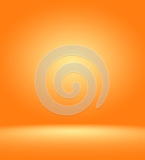 Orange photographic studio background vertical with soft vignette. Soft gradient background. Painted canvas studio