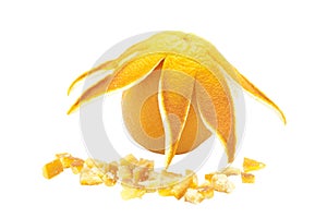 Orange with pieces of candied fruits and the dried-up dried peel