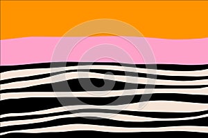 Orange pink black white abstract background in cartoon style