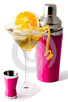 Orange with pink cocktail shaker