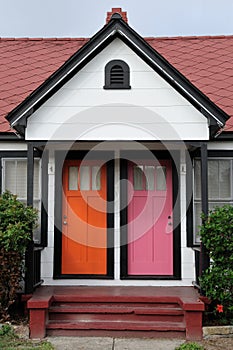 Orange and pink doors