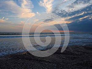 Orange pink tone sunset at East Wittering