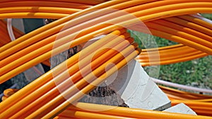 Orange pipes for fiber optic connection ADSL users