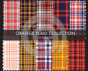 Orange Plaid Tartan Seamless Pattern Collection