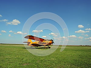 Orange plane in the grasses