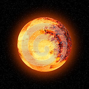 Orange planet, sun or moon