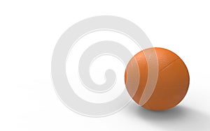 Orange plastic Basketball close-up on bright white studio background, gilded, yellow, match, team, win, NBA, 3d render