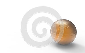 Orange plastic Basketball close-up on bright white studio background, gilded, yellow, match, team, win, NBA, 3d render