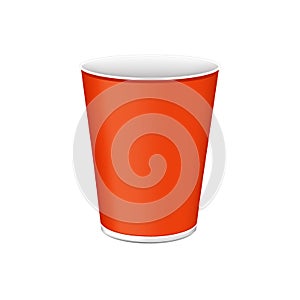 Orange Plastic Cup For Single Use - Vector Illustration - Isolated On White Background