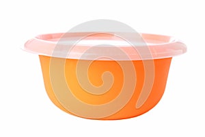 Orange plastic food container