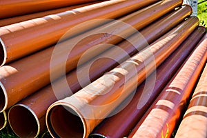 Orange plastic industrial polypropylene thick plumbing pipes with large diameter gaskets with flanges