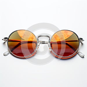 Orange Plastic Metal Sunglasses On White Surface