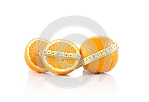 Orange with a plastic yellow tape measure