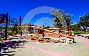 Orange Playground Tubing Climbing Course At Free Public Park