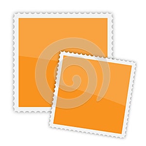 Orange Polaroid photo frame, vector illustration