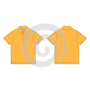 Orange polo t-shirt isolated on white background. Uniform clothes. Front and back technical sketch