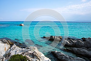 Orange or Portokali beach on Greek peninsula Sithonia