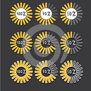 Orange preloaders and progress loading bars.