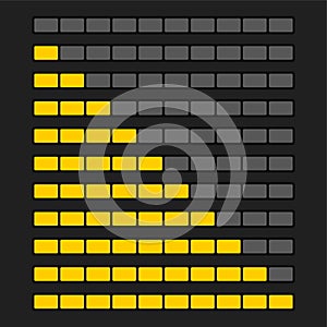 Orange Progress Bar Element Set. Upload Indicator 10-100. Vector