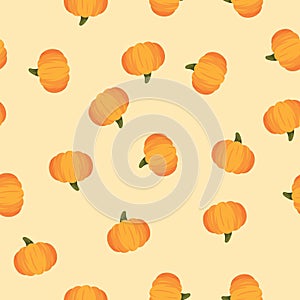 Orange pumpkin halloween pattern background. Pumpkin seamless pattern for happy halloween holiday.