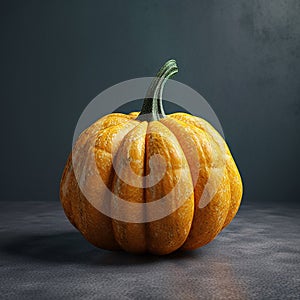 Orange pumpkin isolated with cobwebs and eerie vine details.