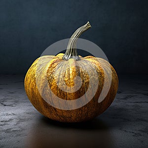 Orange pumpkin isolated with cobwebs and eerie vine details.