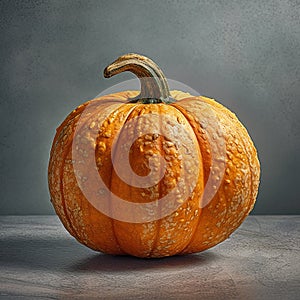 Orange pumpkin isolated with cobwebs and eerie vine details.