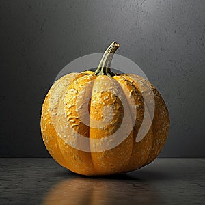 Orange pumpkin isolated with cobwebs and eerie vine details.