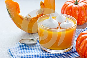 Orange pumpkin jelly in glass
