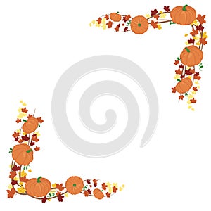 Orange pumpkins border design. autumn vector orange pumpkins template for farm market banners and thanksgiving day backgrounds. Pi