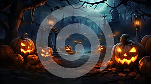 Orange pumpkins halloween background seasonal holiday concept ai generated generative ai