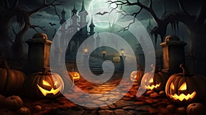 Orange pumpkins halloween background seasonal holiday concept ai generated generative ai