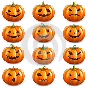 Orange Pumpkins Isolated White Background