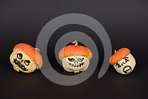 The orange pumpkins painted for Halloween