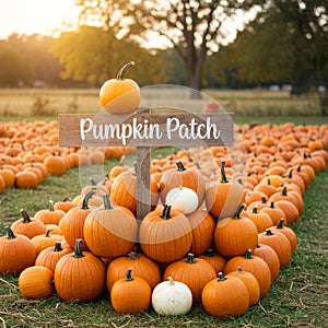 Orange Pumpkins at a Rustic Fall Pumpkin Patch