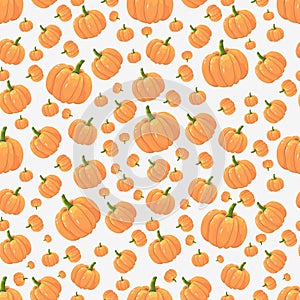 Orange pumpkins seamless pattern on light background