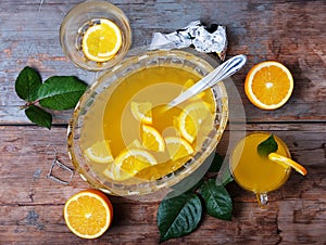 Orange punch with fruit sweet alcohol summer drink