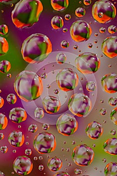 Orange, purple and green droplets