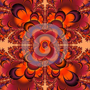 Orange purple pink flowery fractal shapes background geometries, abstract fractal, design photo